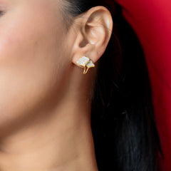 Leaf Diamond Stud Earrings
