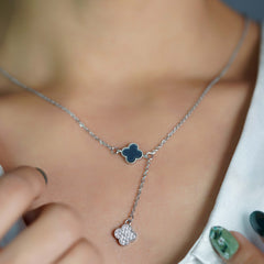 Onyx and Diamond Drop Necklace