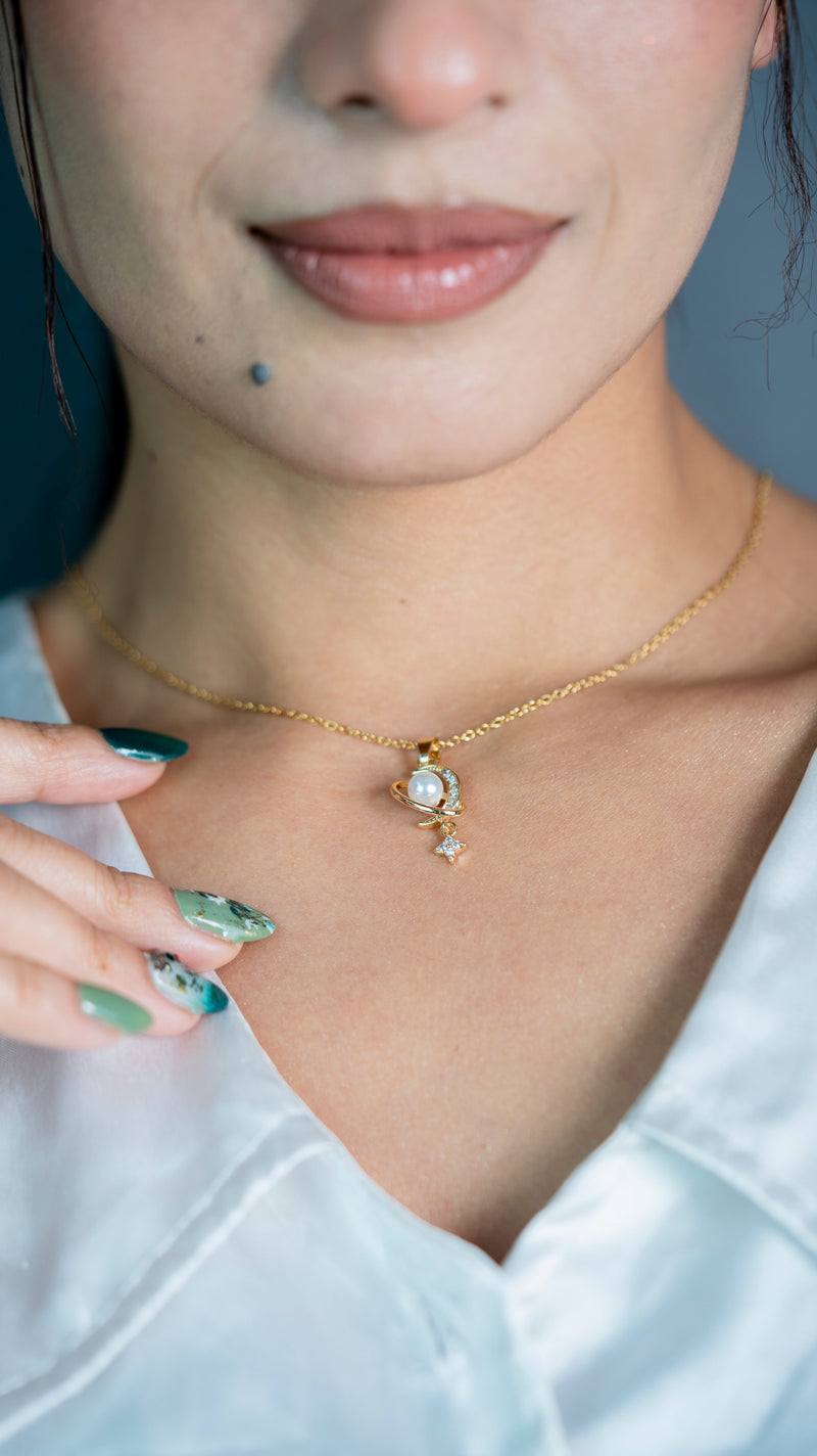 Lunar Pearl Pendant Necklace