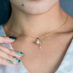 Lunar Pearl Pendant Necklace