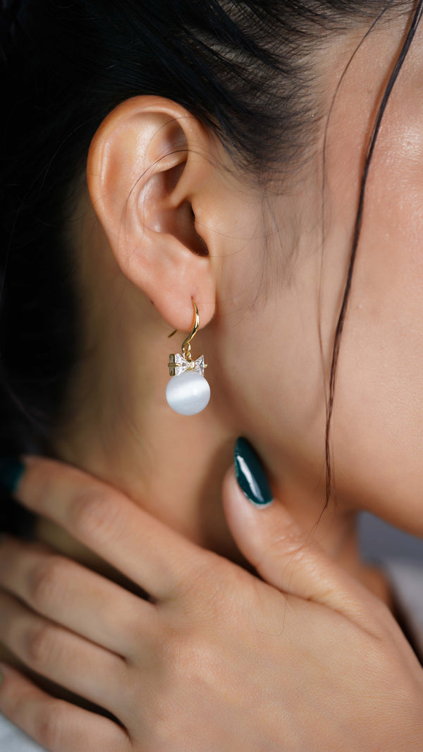 Bow and Pearl Drop Earrings