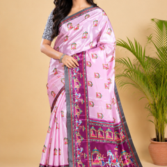 Royal Pink Paithani Printed Saree