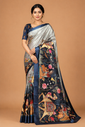 Royal Silver Bird Art Silk Saree