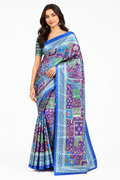 Royal Blue Multi-Mosaic Paithani Print Satin Saree