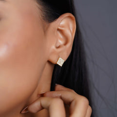 Sparkling Diamond Square Stud Earrings
