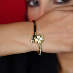 Black & White Sparkle Clover Bracelet