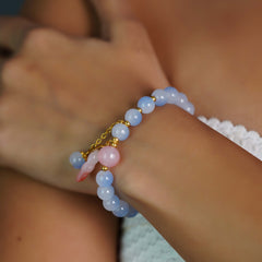Blue and Pink Heart Beaded Bracelet