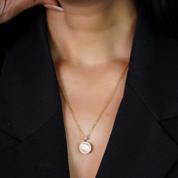 Moonstone Halo Necklace