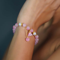 Pink Flower Beaded Bracelet