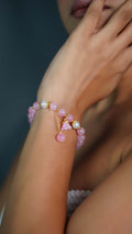 Pink Flower Beaded Bracelet