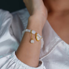 The White Heart Beaded Bracelet