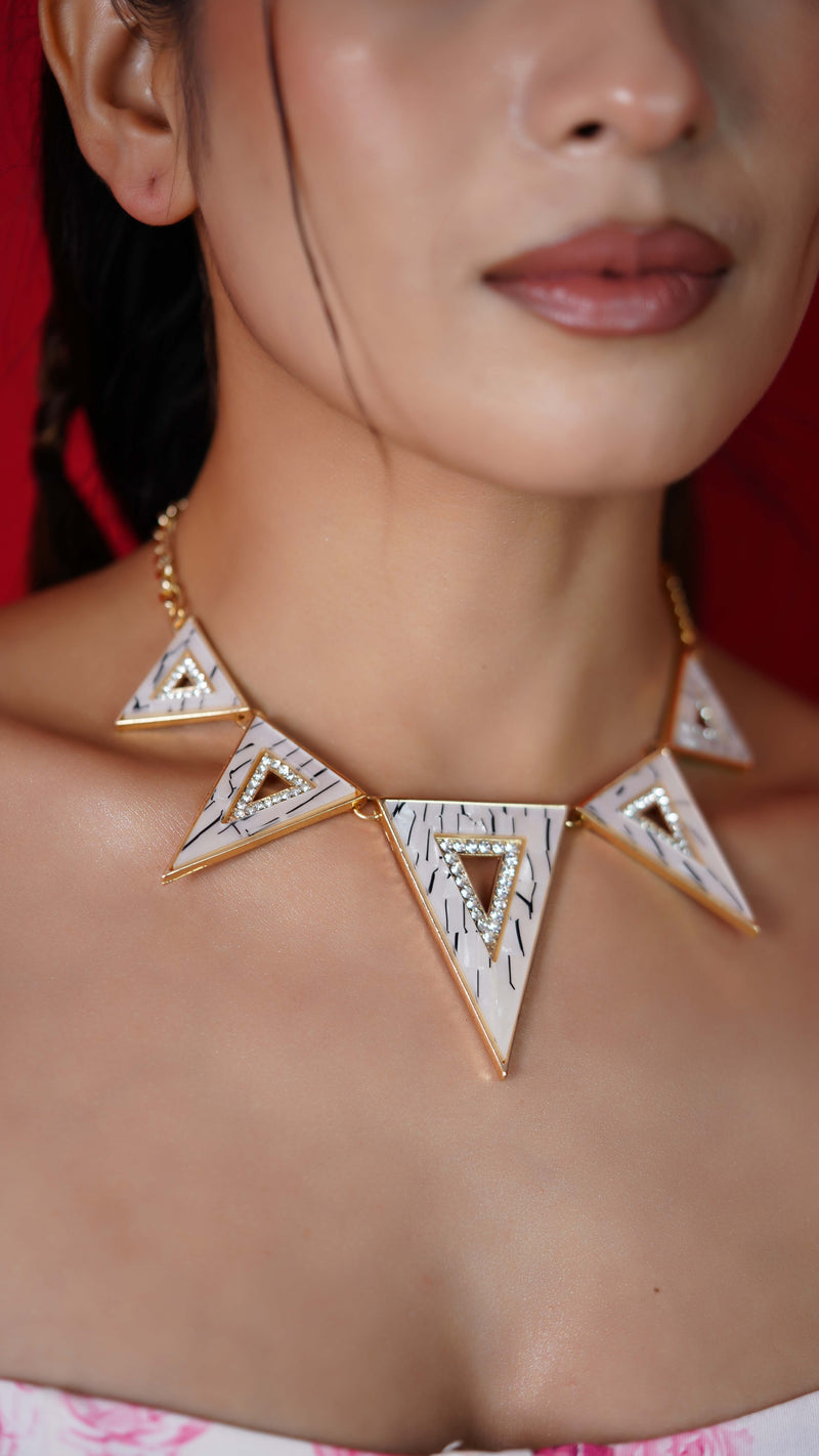White Triangle Gold Necklace