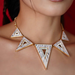 White Triangle Gold Necklace