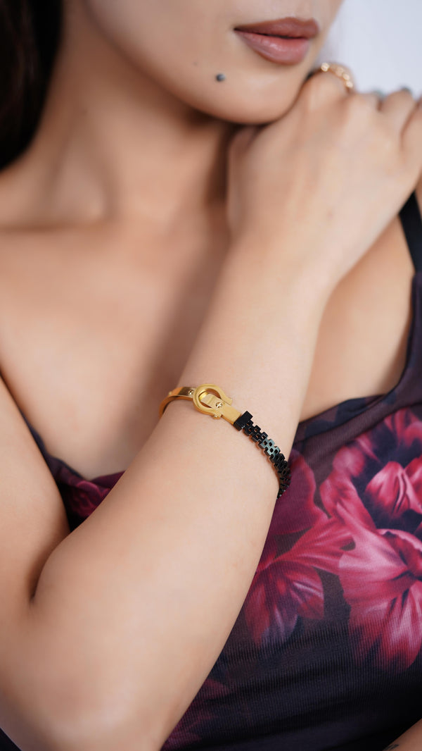 Gold and Black Cuff Bracelet