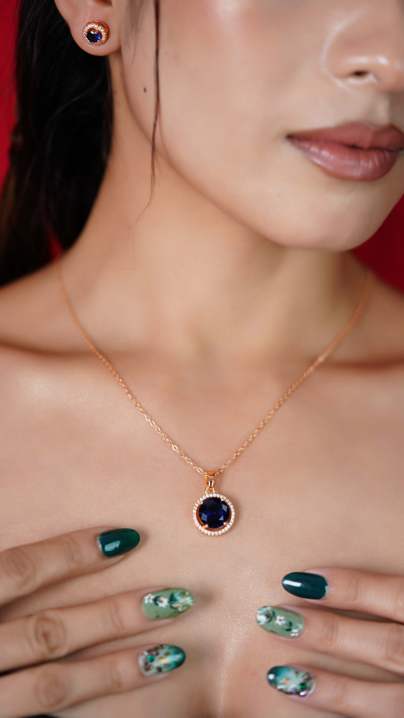 Sapphire and Diamond Necklace and Earrings Set