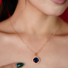 Sapphire and Diamond Necklace and Earrings Set