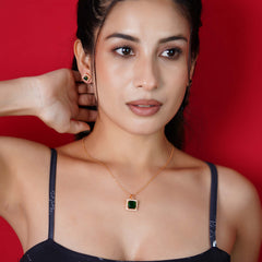 Emerald and Diamond Set Necklace and Earrings