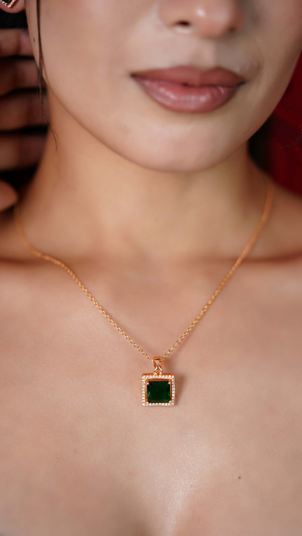 Emerald and Diamond Set Necklace and Earrings