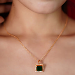 Emerald and Diamond Set Necklace and Earrings