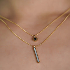 Layered Bar and Circle Gold Necklace