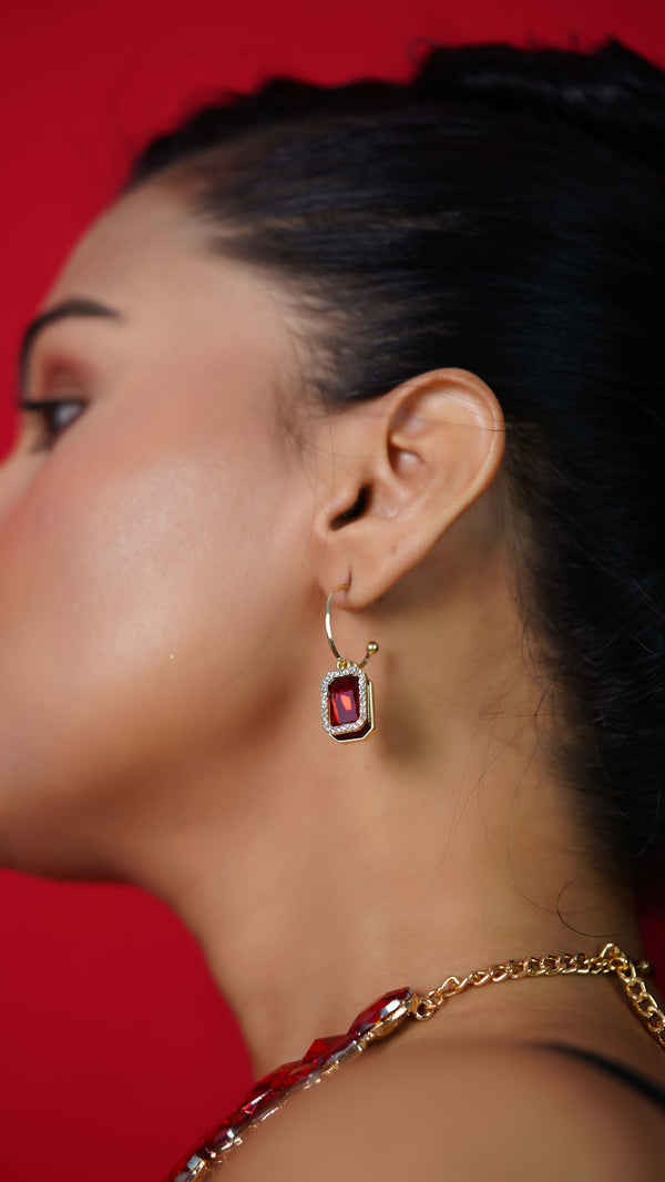 Ruby Red Statement Necklace and Earrings Set