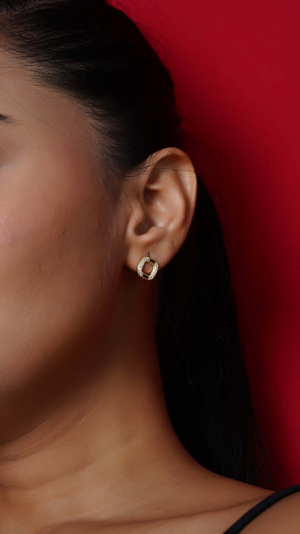 Diamond Square Stud Earrings