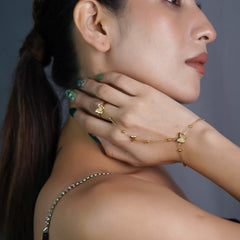 Butterfly Kiss Hand Bracelet With Ring