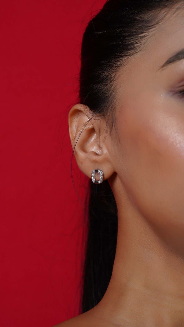 Diamond Square Stud Earrings
