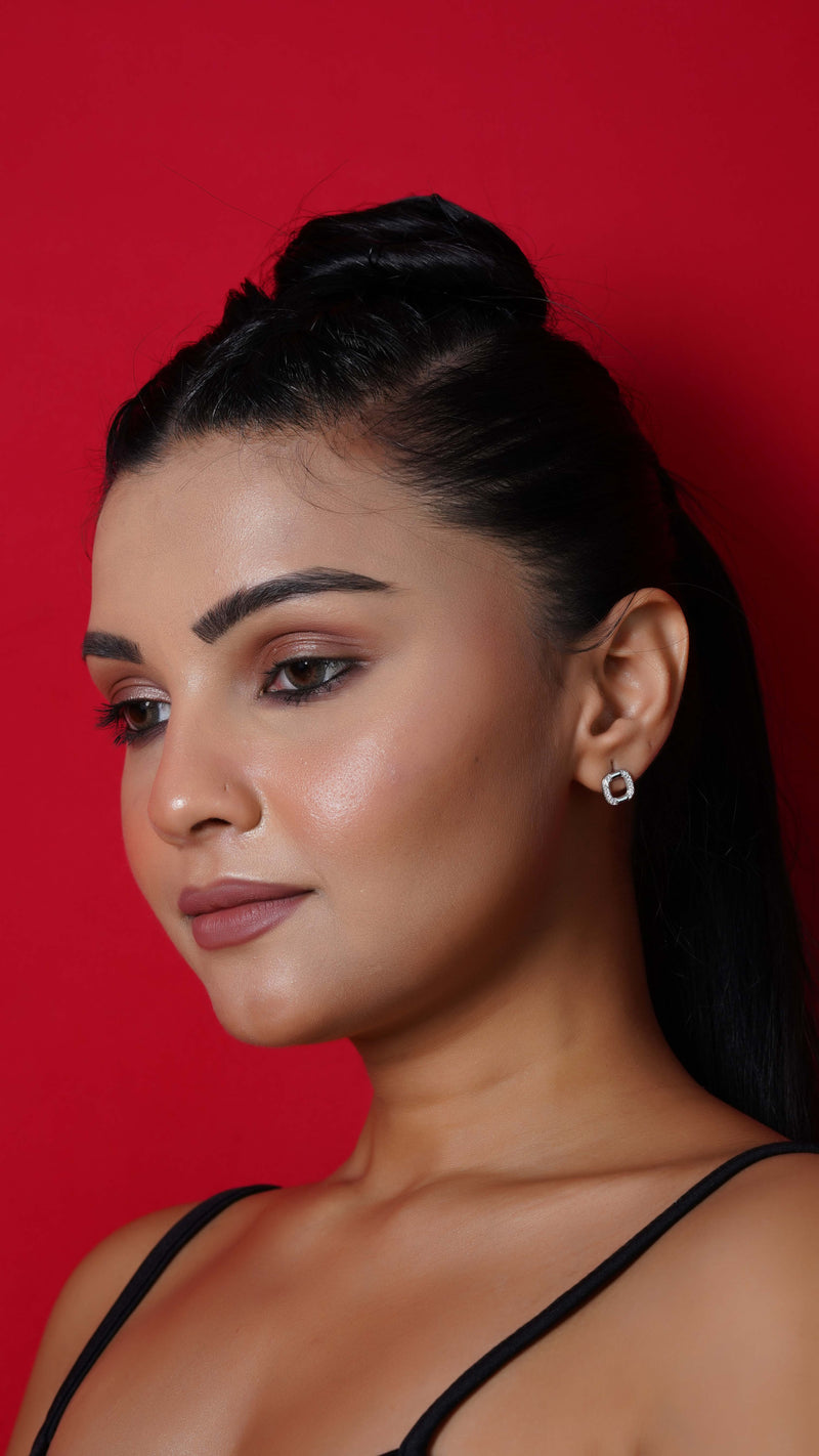 Diamond Square Stud Earrings