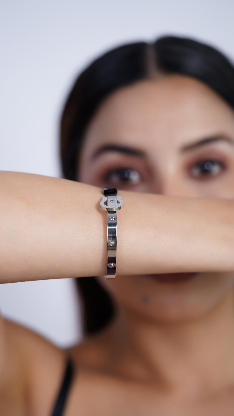 Silver and Black Cuff Bracelet