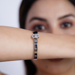 Silver and Black Cuff Bracelet