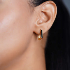 Black Enamel Bar Stud Earrings