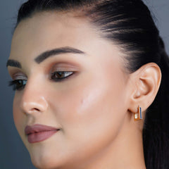 Black Enamel Bar Stud Earrings