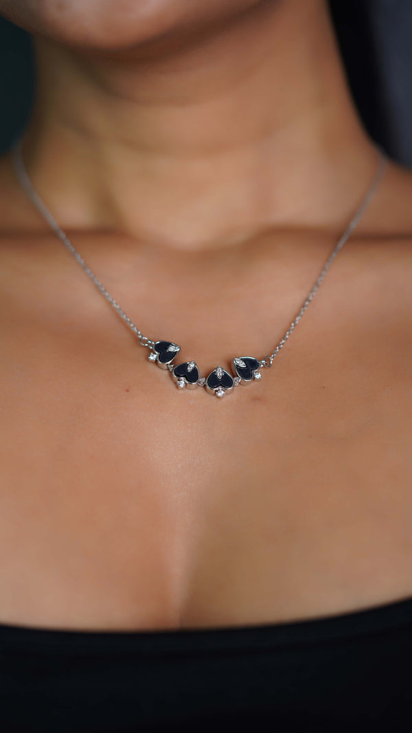 Black Onyx Four-Leaf Clover Necklace