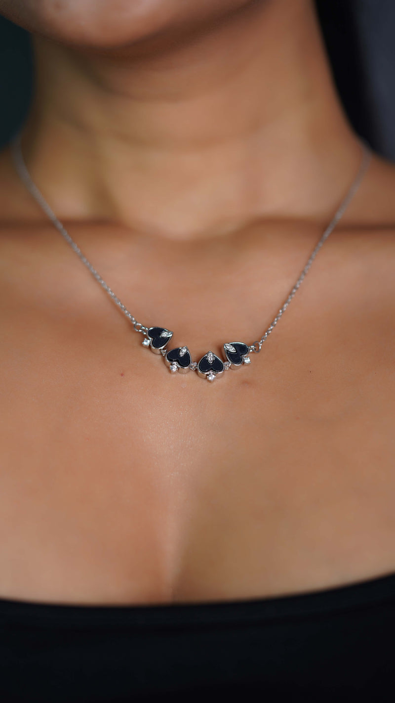 Black Onyx Four-Leaf Clover Necklace