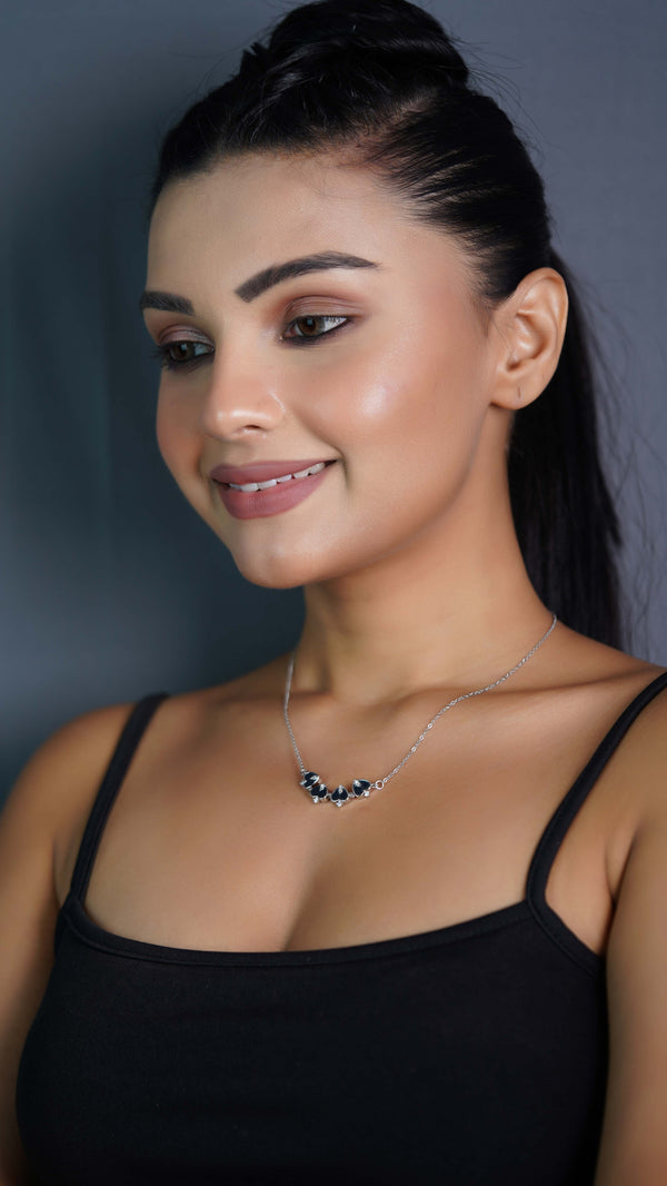 Black Onyx Four-Leaf Clover Necklace