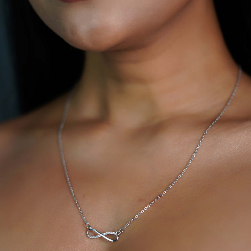 Infinity Diamond Silver Necklace