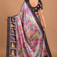 Blush Floral Dancer Print Silk Saree