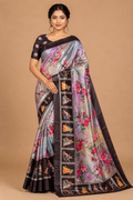 Blush Floral Dancer Print Silk Saree