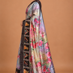Blush Floral Dancer Print Silk Saree
