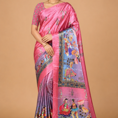 Pink Designer Art Silk Saree