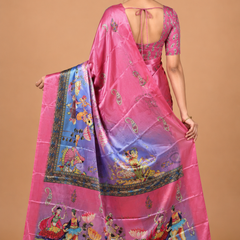 Pink Designer Art Silk Saree