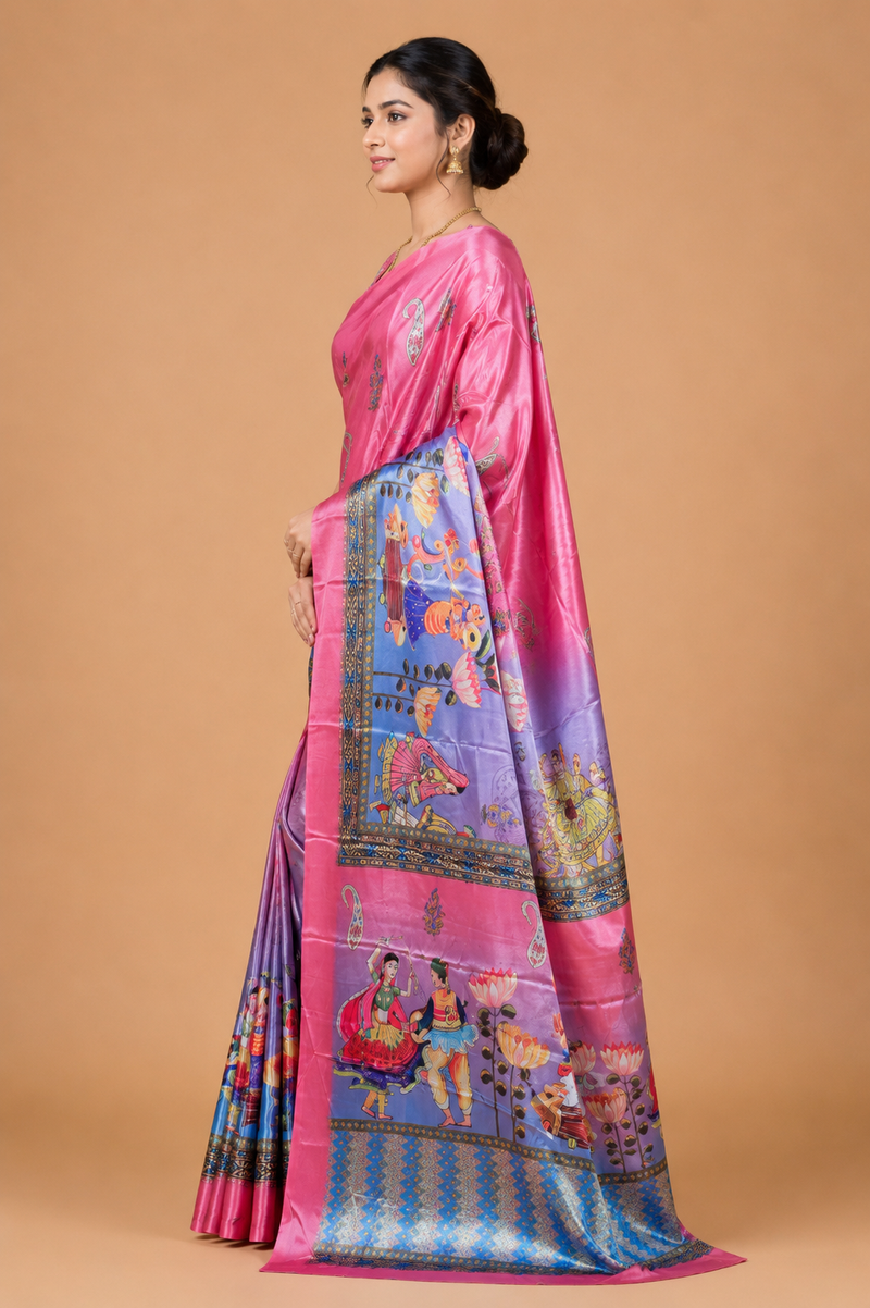 Pink Designer Art Silk Saree