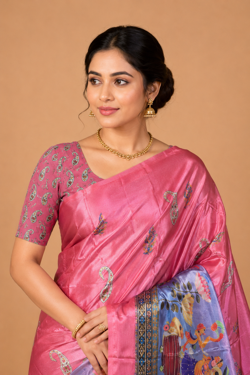 Pink Designer Art Silk Saree