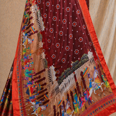 Maroon Traditional Print Chiffon Silk Saree With Festive Pallu