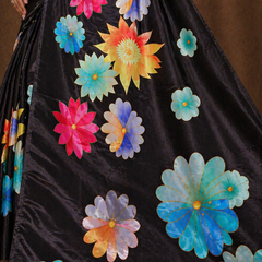 Black Multicolor Floral Print Chiffon Silk Saree