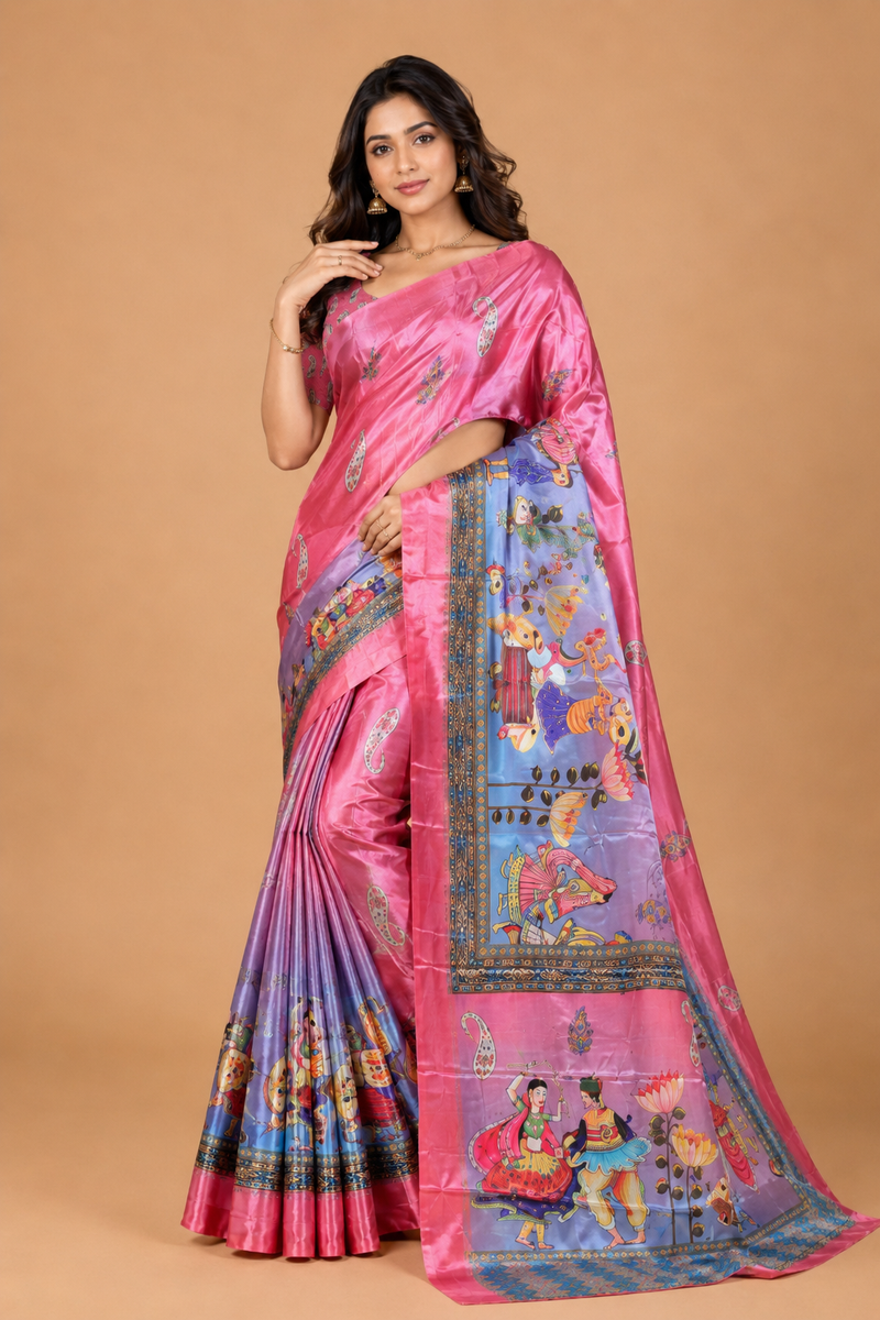 Pink Designer Art Silk Saree