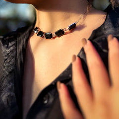 Midnight Elegance Rose Gold Jewelry Set