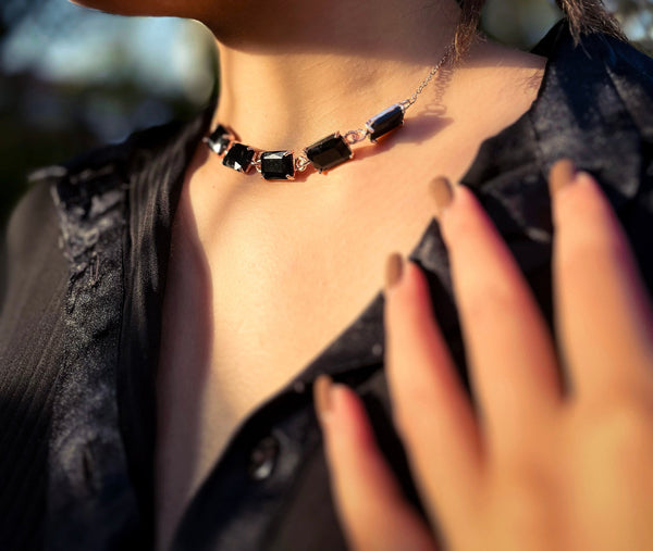Midnight Elegance Rose Gold Jewelry Set