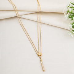 Layered Bar and Circle Gold Necklace